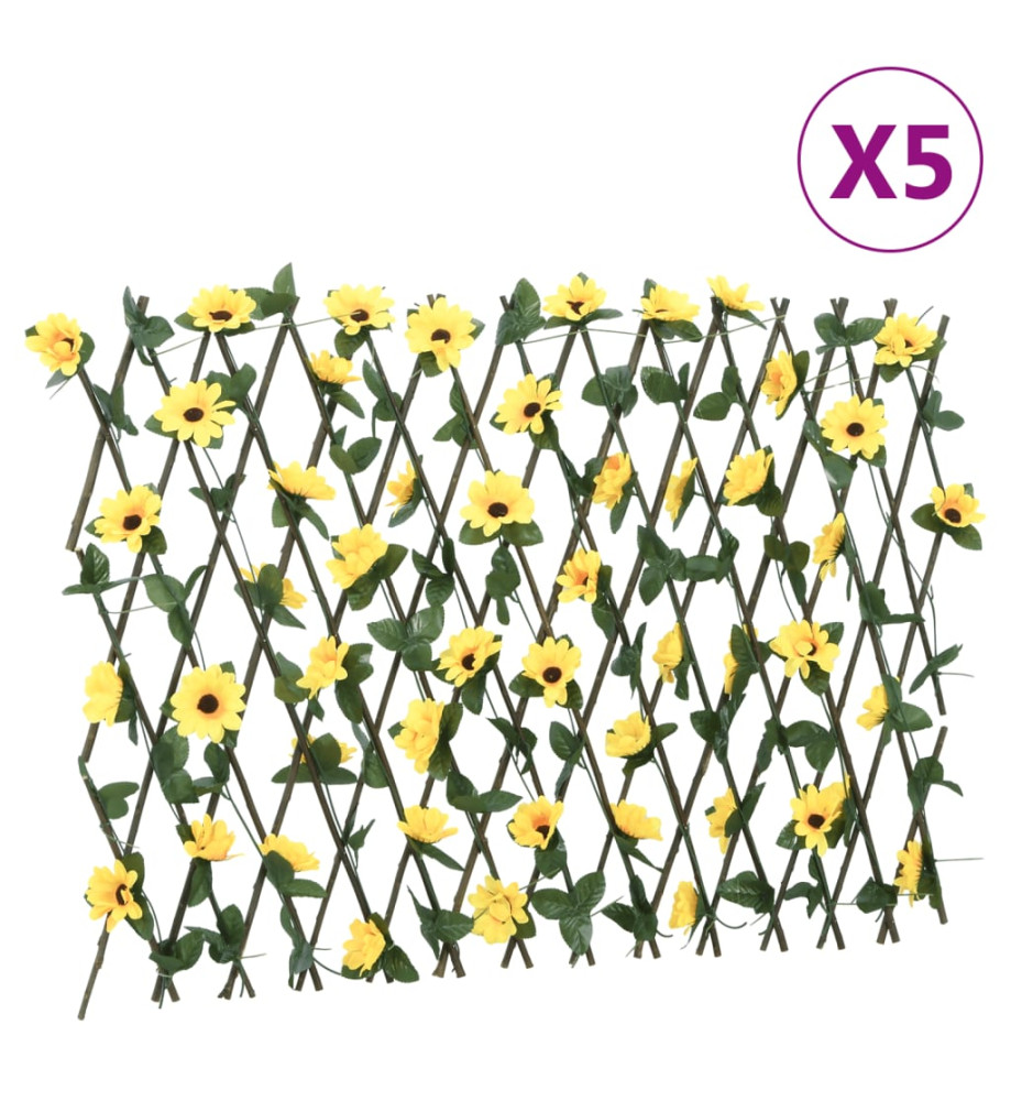  Treillis de lierre artificiel extensible 5 pcs jaune 180x60 cm