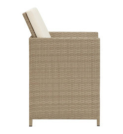 Ensemble de salle à manger de jardin 3 pcs avec coussins Beige