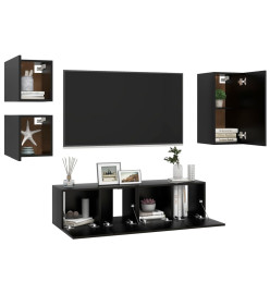 Ensemble de meuble TV 5 pcs Noir Aggloméré