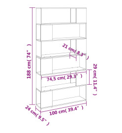 Bibliothèque/Séparateur de pièce chêne marron 100x24x188 cm