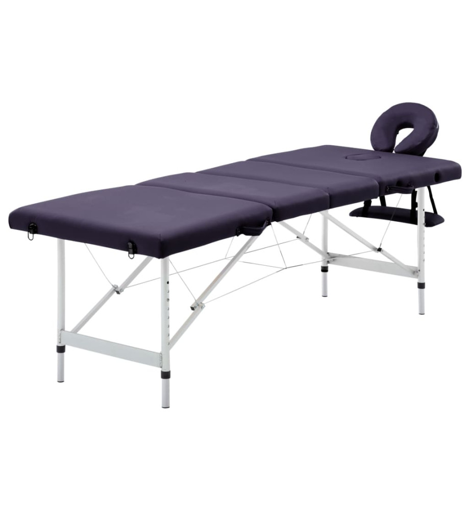 Table de massage pliable 4 zones Aluminium Violet