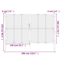 Portail de jardin anthracite 300x250 cm acier