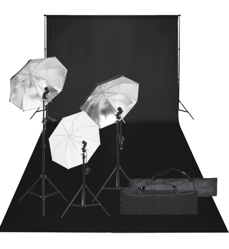 Kit de studio photo avec éclairage et toile de fond