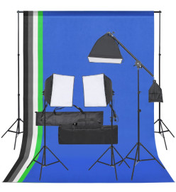Kit de studio photo avec éclairage et toile de fond