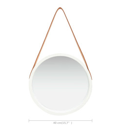 Miroir mural avec sangle 40 cm Blanc