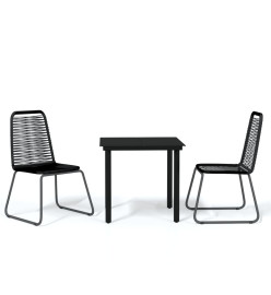 Ensemble de salle à manger de jardin 3 pcs Noir