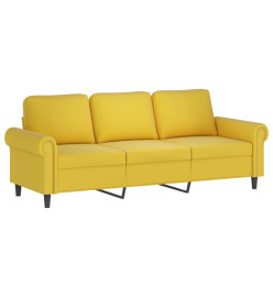 Canapé 3 places avec oreillers décoratifs jaune 180 cm velours