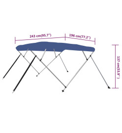 Auvent bimini à 4 arceaux Bleu 243x196x137 cm