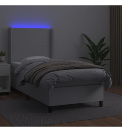 Sommier tapissier et matelas et LED Blanc 100x200 cm Similicuir