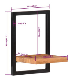 Étagères murales 2 pcs 25x25x35 cm Bois d'acacia et acier