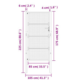 Portail de jardin anthracite 105x225 cm acier