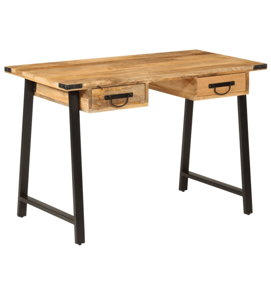 Bureau avec tiroirs 105x55x70 cm bois de manguier massif et fer