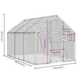 Volière anthracite 1,79x3x1,85 m aluminium