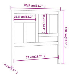 Tête de lit Noir 80,5x4x100 cm Bois massif de pin
