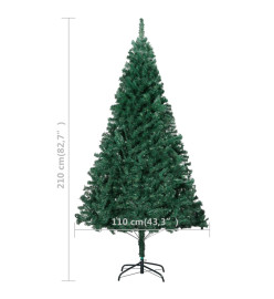 Arbre de Noël artificiel avec branches épaisses vert 210 cm PVC