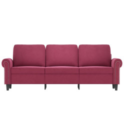 Canapé à 3 places Rouge bordeaux 180 cm Velours