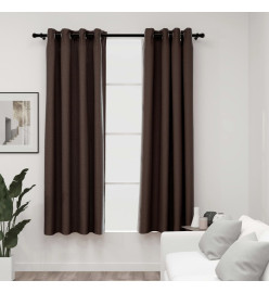 Rideaux occultants Aspect lin avec œillets 2pcs Taupe 140x175cm