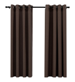 Rideaux occultants Aspect lin avec œillets 2pcs Taupe 140x175cm