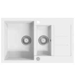 Évier de cuisine Granit Double lavabo Blanc