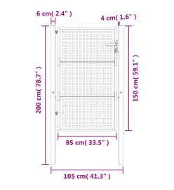 Portail de jardin anthracite 105 x 200 cm acier