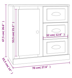 Buffet noir 70x35,5x67,5 cm bois d'ingénierie