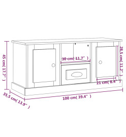 Meuble TV chêne fumé 100x35,5x45 cm bois d'ingénierie