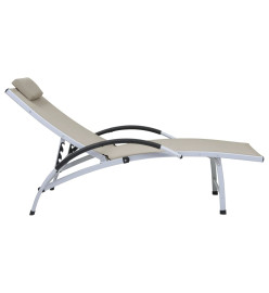 Chaise longue Aluminium textilène Crème