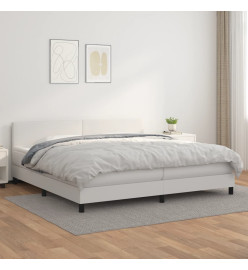 Lit à sommier tapissier avec matelas Blanc 200x200cm Similicuir