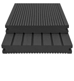 Panneaux de terrasse solides et accessoires WPC 15 m² 4 m Noir
