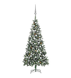 Arbre de Noël artificiel LED et boules et pommes de pin 210 cm