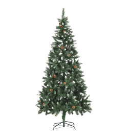 Arbre de Noël artificiel LED et boules et pommes de pin 210 cm