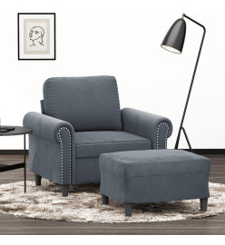 Fauteuil avec repose-pied Gris foncé 60 cm Velours