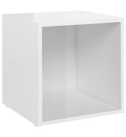 Meuble TV Blanc brillant 37x35x37 cm Aggloméré