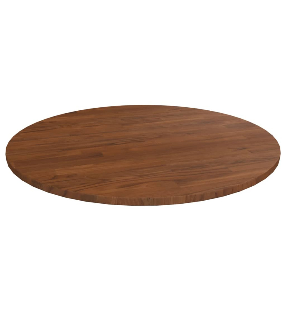 Dessus de table rond Marron foncé Ø70x1,5cm Chêne massif traité