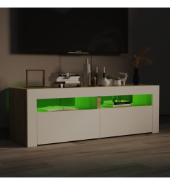 Meuble TV avec lumières LED blanc et chêne sonoma 120x35x40 cm