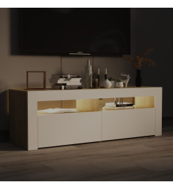 Meuble TV avec lumières LED blanc et chêne sonoma 120x35x40 cm