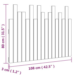 Tête de lit murale Blanc 108x3x80 cm Bois massif de pin