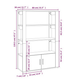 Buffet Noir 80x30x119,5 cm Bois d'ingénierie