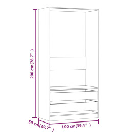 Garde-robe Chêne fumé 100x50x200 cm Bois d'ingénierie