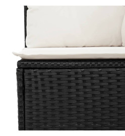Salon de jardin 9 pcs avec coussins noir résine tressée