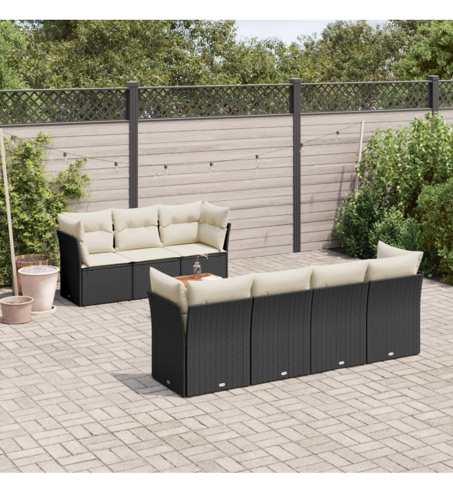 Salon de jardin 6 pcs avec coussins noir résine tressée Salon de jardin 6 pcs avec coussins noir résine tressée