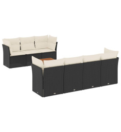 Salon de jardin 6 pcs avec coussins noir résine tressée