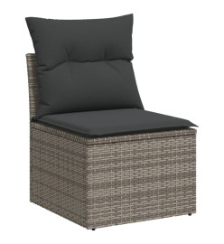 Salon de jardin avec coussins 10 pcs gris résine tressée