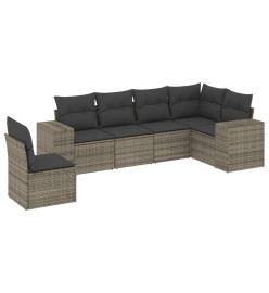 Salon de jardin 6 pcs avec coussins gris résine tressée