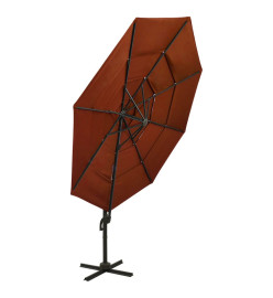 Parasol à 4 niveaux avec mât en aluminium Terre cuite 3x3 m