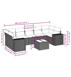 Salon de jardin avec coussins 8 pcs beige résine tressée