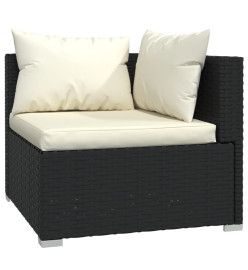 Salon de jardin 7 pcs avec coussins Résine tressée Noir