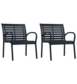 Chaises de jardin 2 pcs Noir Acier et WPC