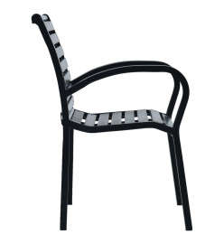 Chaises de jardin 2 pcs Noir Acier et WPC