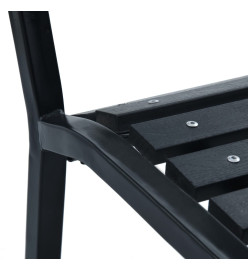 Chaises de jardin 2 pcs Noir Acier et WPC